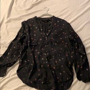 Isabel Marant bird print silk button down blouse